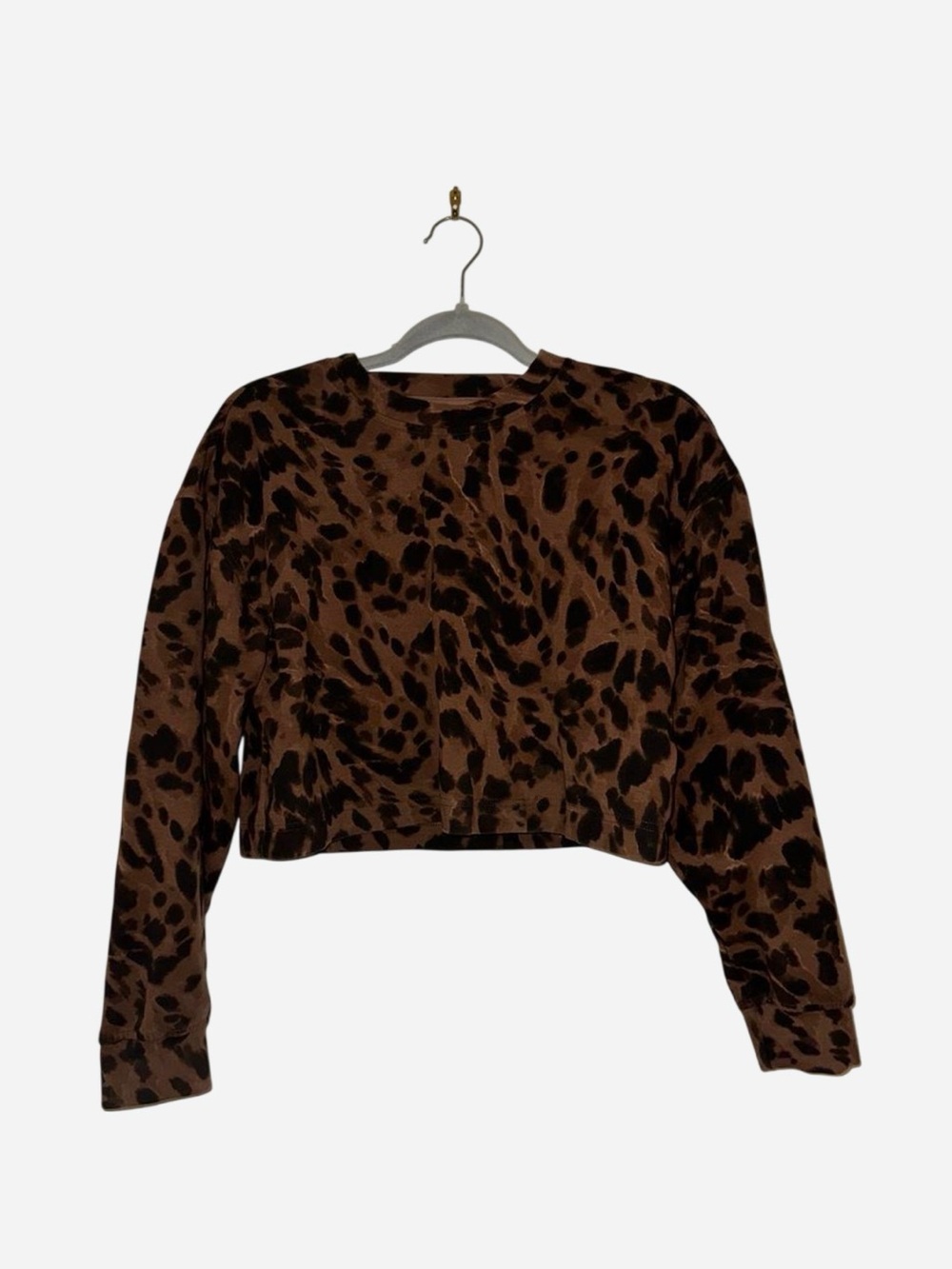 Old Navy Active Leopard Print Cropped Pullover Brown Animal Print Athleisure Gym